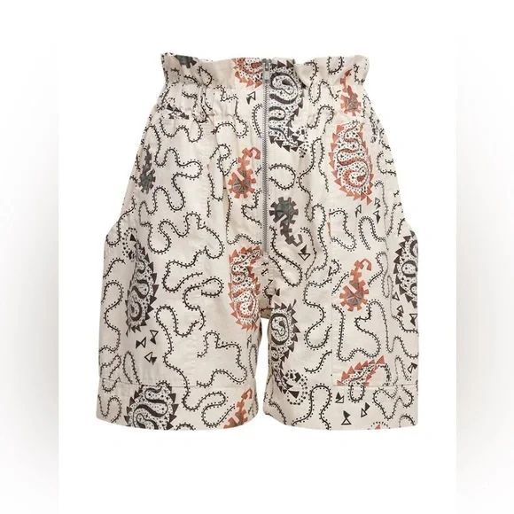 Isabel Marant Etoile Patterned Cream and Black Women Shorts - Picture 3 of 10
